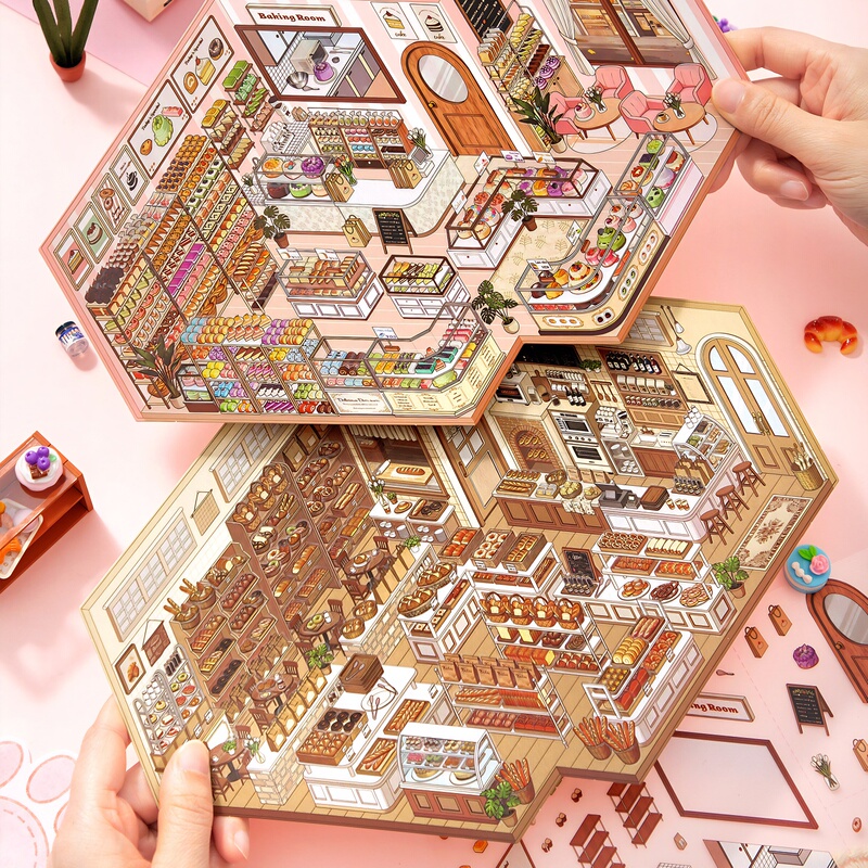 Xinmo Store Operates a Large-Scale Miniature Scene Sticker Set with Bread and Dessert House Themes, Featuring High-Difficulty Miniature Scene Stickers Xinmo Store Operates a Large-Scale Miniature Scene Sticker Set with Bread and Dessert House Themes, Featuring High-Difficulty Miniature Scene Stickers