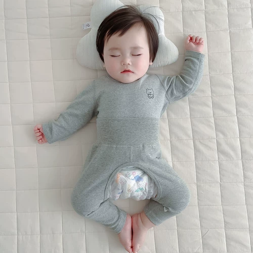 Детский осенний хлопковый лонгслив для новорожденных, бандаж пупочный, комплект для раннего возраста, пижама, высокая талия