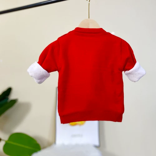Детский красный флисовый базовый зимний трикотажный хлопковый свитер для раннего возраста
