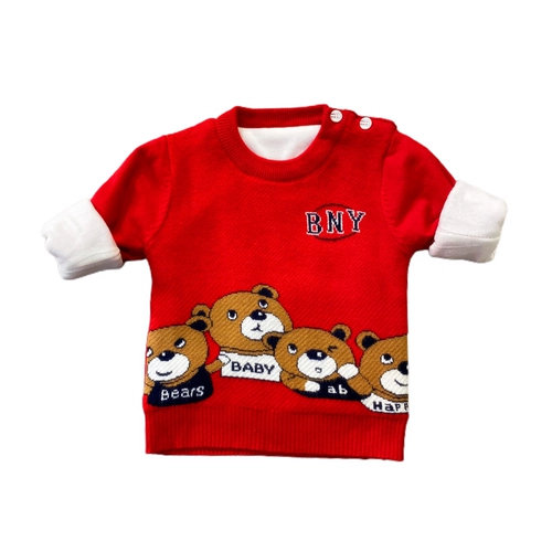 Детский красный флисовый базовый зимний трикотажный хлопковый свитер для раннего возраста