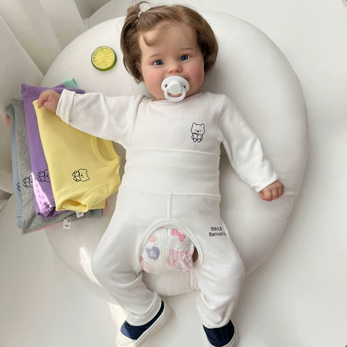 Детский осенний хлопковый лонгслив для новорожденных, бандаж пупочный, комплект для раннего возраста, пижама, высокая талия