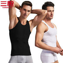 (2 dress) Three-gun vest mens pure cotton underwear Youth thread mens tight elastic beating bottom sweatshirt