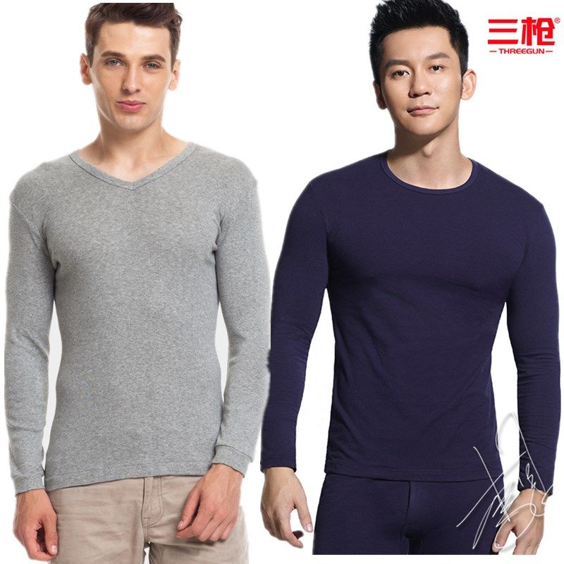 Three-gun elastic all-cotton male lady round collar full cotton slim fit with bottom autumn clothes single piece of autumn clothing Unit price sanitary pants