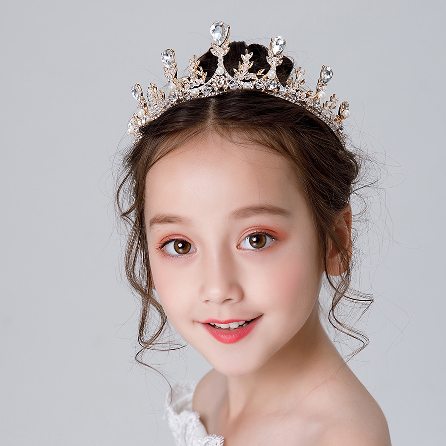 Children's Crown Head Little Girl Hang Clamp 2021 New High - end Birthday Show Flower Child Issue Crystal
