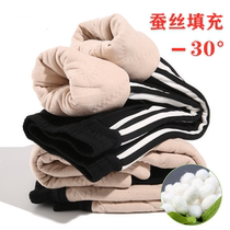 Girls Silk Warm Pants Wear Ultra-thick Childrens Boy School Winter Sports to Drag High Waist Cotton Pants