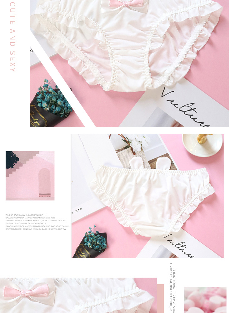 Nhật Bản dễ thương cô gái dễ thương đồ lót dễ thương tai thỏ nơ lụa mềm mại chị em sinh viên tóm tắt - Nam giới quần lót nam trung niên