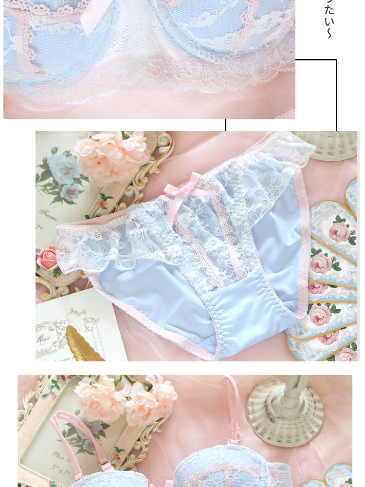 sexy bra and panty Underwear sweet and cute lace lingerie with briefs set girl heart fresh steel ring gathered thin bra set large size bralette bra and knicker sets cheap