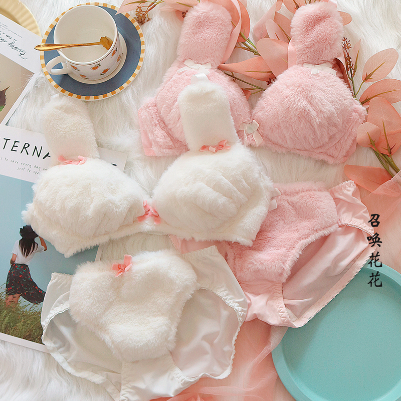 Yusuo Warm Velvet Rabbit ~ Plush Underwear 2025 Winter Cute Rabbit Bra No Underwire Set Warm and Gathered Pure Desire Yusuo Warm Velvet Rabbit ~ Plush Underwear 2025 Winter Cute Rabbit Bra No Underwire Set Warm and Gathered Pure Desire