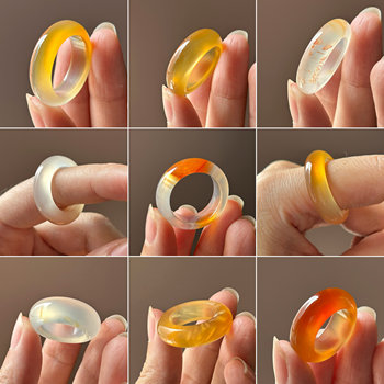 Dawn on the seventh day chiyoko pinky ring high ice generous agate gold chalcedony ice white dragon pattern ring