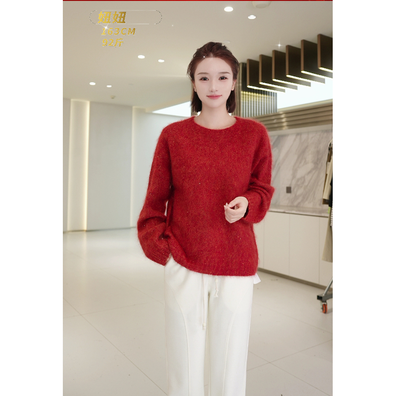 【Xiao Li Doesn'T Talk about Li】Silk Cashmere Rolled Edge Crew Neck Long-Haired Brushed Sweater, Top Luxury Quality Wool Sweater 【Xiao Li Doesn'T Talk about Li】Silk Cashmere Rolled Edge Crew Neck Long-Haired Brushed Sweater, Top Luxury Quality Wool Sweater