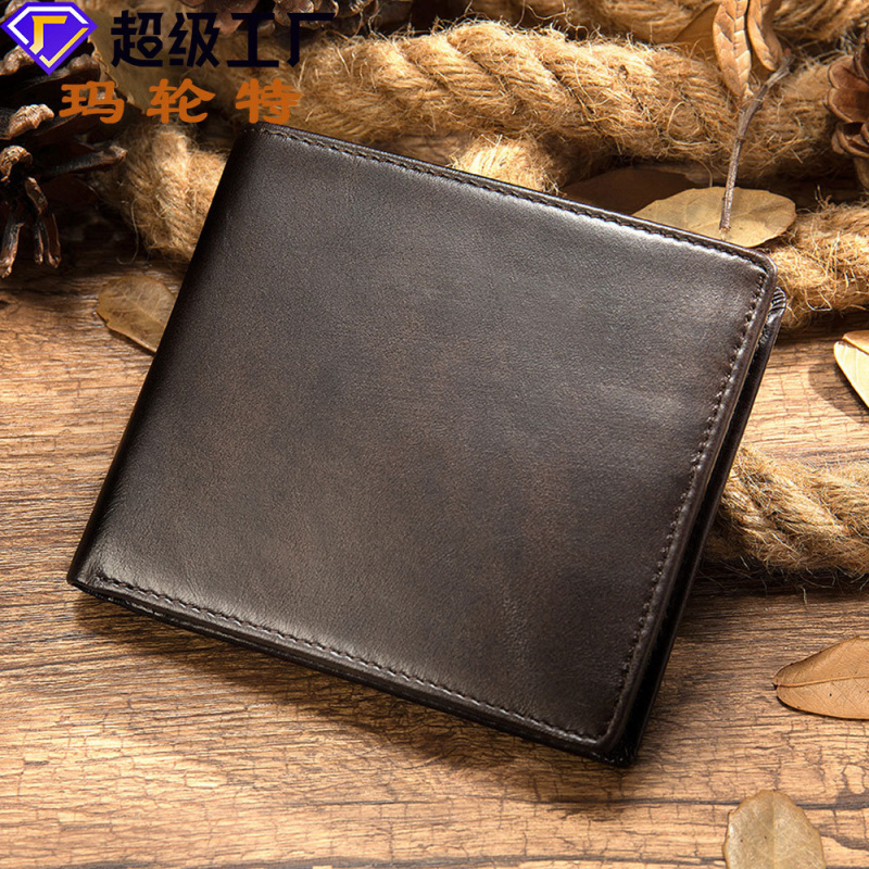 Marant Casual Men's Wallet Short Vintage Wallet Genuine Leather Wallet Multi-Card Slot Cowhide Wallet
