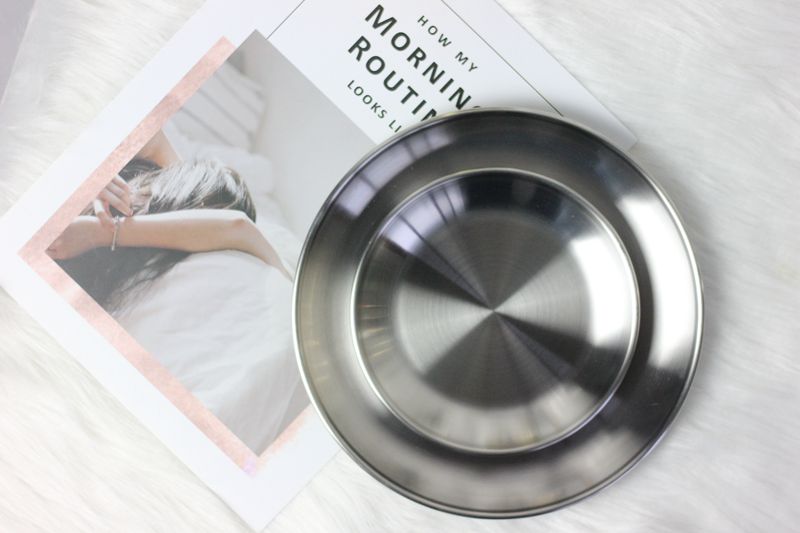 ins Nordic industrial wind gold round wire drawing stainless steel disc containing disc decoration disc placing tray