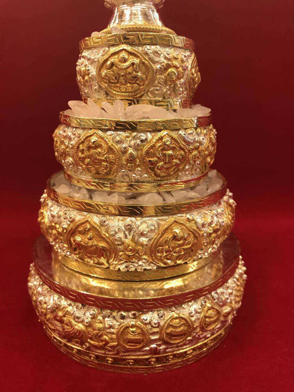 Wise Tragic Buddha Edge Nepal Handmade Pure Silver gold Manzaman Zaman Manza Pancha Romandapan