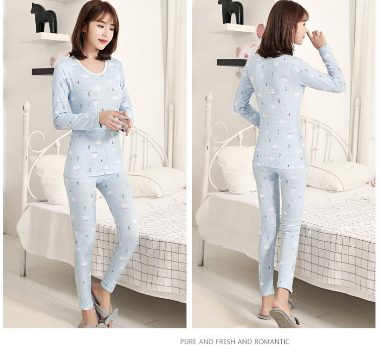 Quần lót nữ nhiệt cộng với nhung đầy đủ quần áo mùa thu quần dài mặc một bộ body định hình học sinh gợi cảm hai mảnh mùa đông quần áo giữ nhiệt đẹp