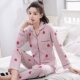 Đồ ngủ nữ mùa xuân và mùa thu cotton dài tay cộng với tháng béo lớn tháng dễ thương áo len nữ áo len cotton phục vụ nhà