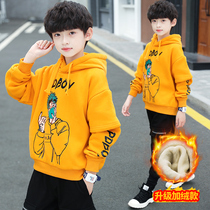 Childrens clothing boys winter sweater 2020 new middle-aged childrens autumn and winter plus velvet thickening boys foreign style Korean version of the tide