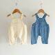 Girl baby loose version overalls spring and autumn suit pure cotton shirt top clothes baby one-piece denim pants