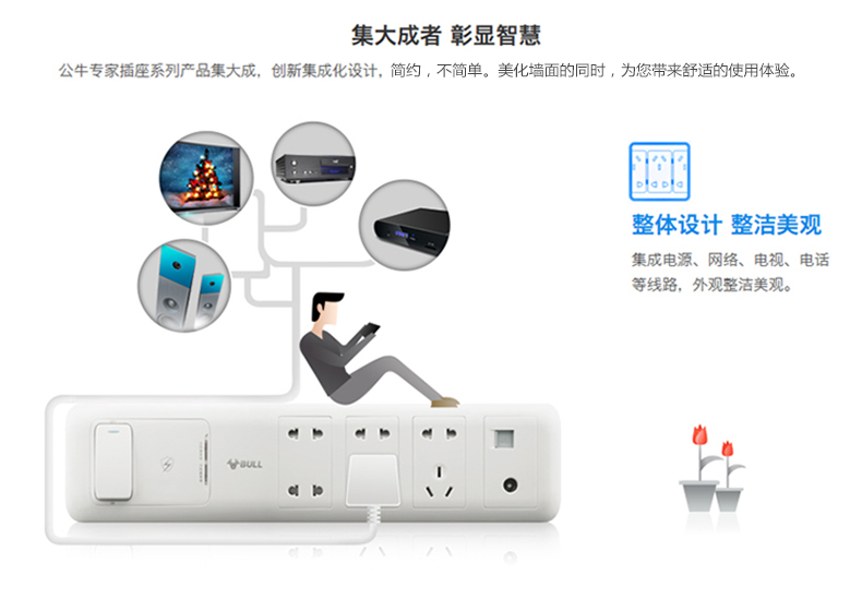 đèn led karaoke xoay cảm ứng Bull kết hợp gia đình ổ cắm G10E602 phòng khách TV tường âm thanh và video chống sét ổ cắm với công tắc đèn trang trí phòng karaoke