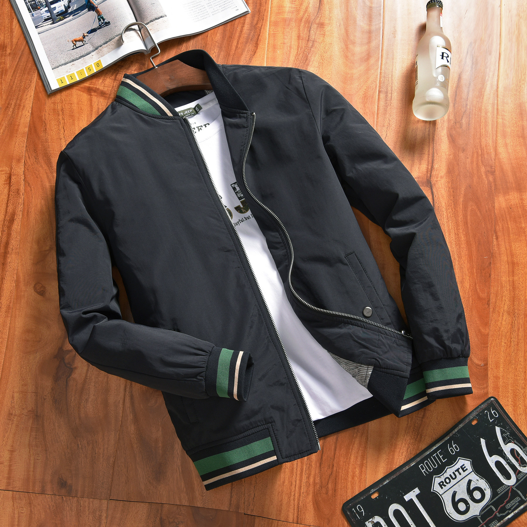 2021 Spring Autumn New Men's Jacket Jacket Men's Loose Casual Baseball Uniform Tooling Jacket Blouse Jacket Thin male wave