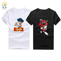 Summer Pure Cotton Taekwondo T-Shirt Children Short Sleeve Men And Women Adults Taekwondo Costume training to lift Taekwondo clothes