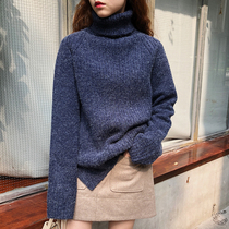 Sweater woman 2019 autumn Winter Korean version of the new high collar jacket head loose thickened with a long sleeve blouse for long sleeves