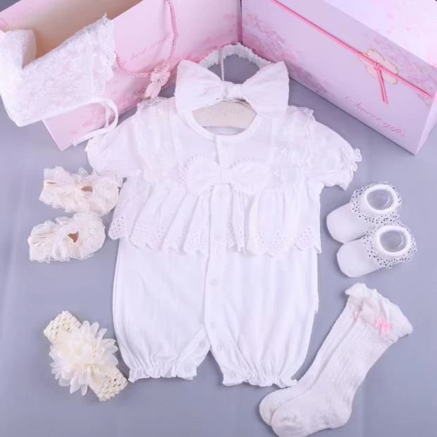 Quần áo một mảnh cotton mùa hè bé gái mỏng manh cô gái công chúa dễ thương 0-3-6-9 tháng 1 tuổi mùa hè - Áo liền quần