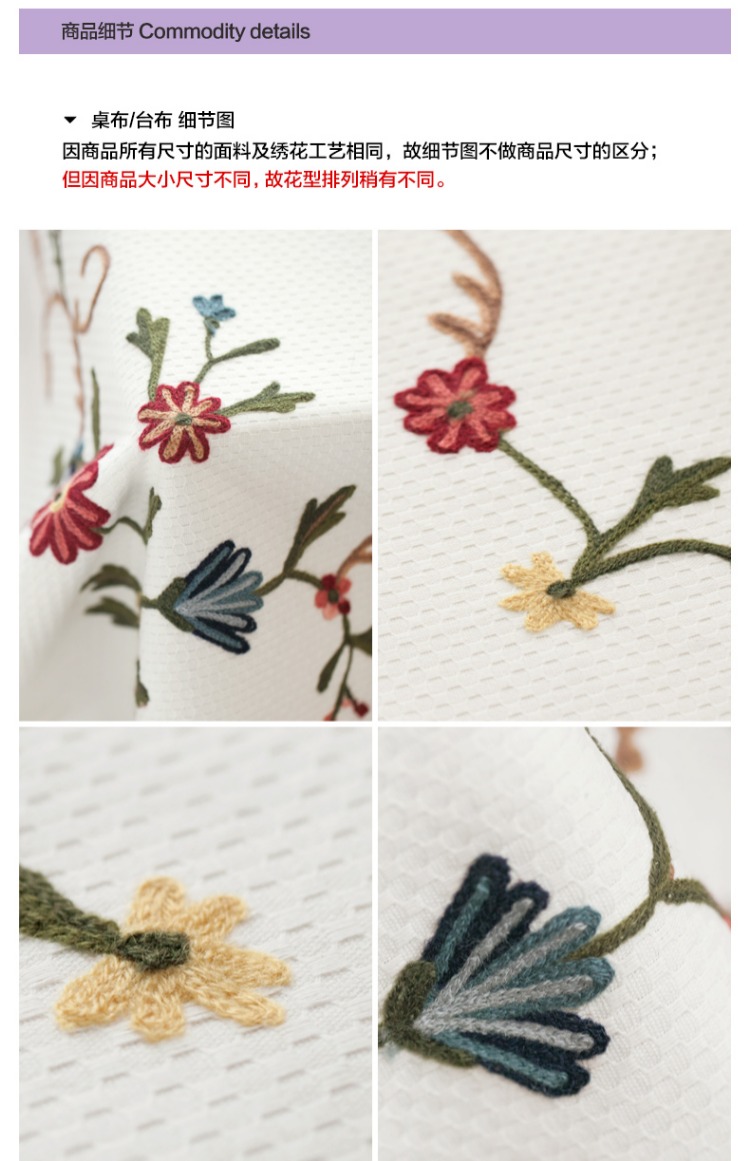 phong cách mục vụ vải cotton thêu khăn trải bàn khăn trải bàn hình chữ nhật nước Mỹ vải nhỏ gọn bàn cà phê hiện đại bảng vải - Khăn trải bàn khăn trải bàn hội nghị đẹp