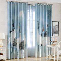 Blackout curtains 2021 New Chinese style fluttering window living room velvet linen cloth full shade bedroom adhesive hook