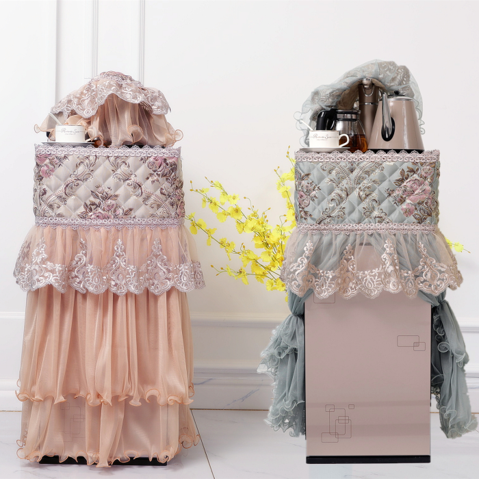 20 years of European new product vertical tea bar machine dust cover Fabric lace bottom bucket automatic water dispenser cover towel