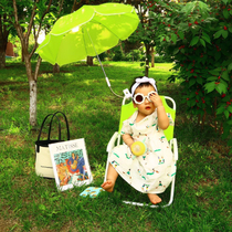 ins Korean childrens beach picnic chair seaside folding with parasol multi-functional outdoor seat photo artifact