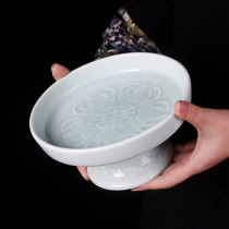 Jingdezhen modern new Chinese style ceramic fruit plate creative Wufu holding birthday bat pattern retro living room tea table ornaments