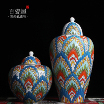 European style new Chinese home accessories ceramic jar Vase ornaments modern creative wine cabinet bedroom porch bedside table