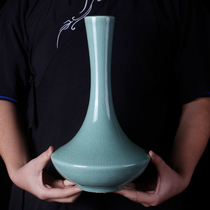 New Chinese-style Jingdezhen Ice Cracked Open Sheet Grain Fish Tail Bottle ceramic vase swing piece Bogu frame Xuanguan Decorative Sample Board Room