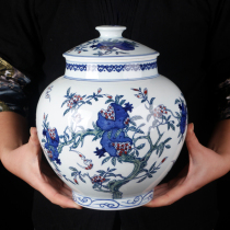 Jingdezhen new Chinese ceramic pot Shoutao pomegranate ornaments Home porcelain Bogu frame Entrance living room decoration