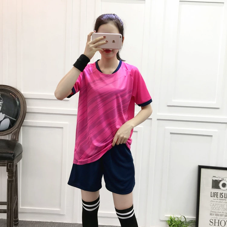 Quần áo bóng đá nữ mới áo sơ mi phù hợp với bộ đồ đào tạo phù hợp với lớp nữ Dịch vụ phiên bản Hàn Quốc của số in thủy triều tùy chỉnh - Bóng đá
