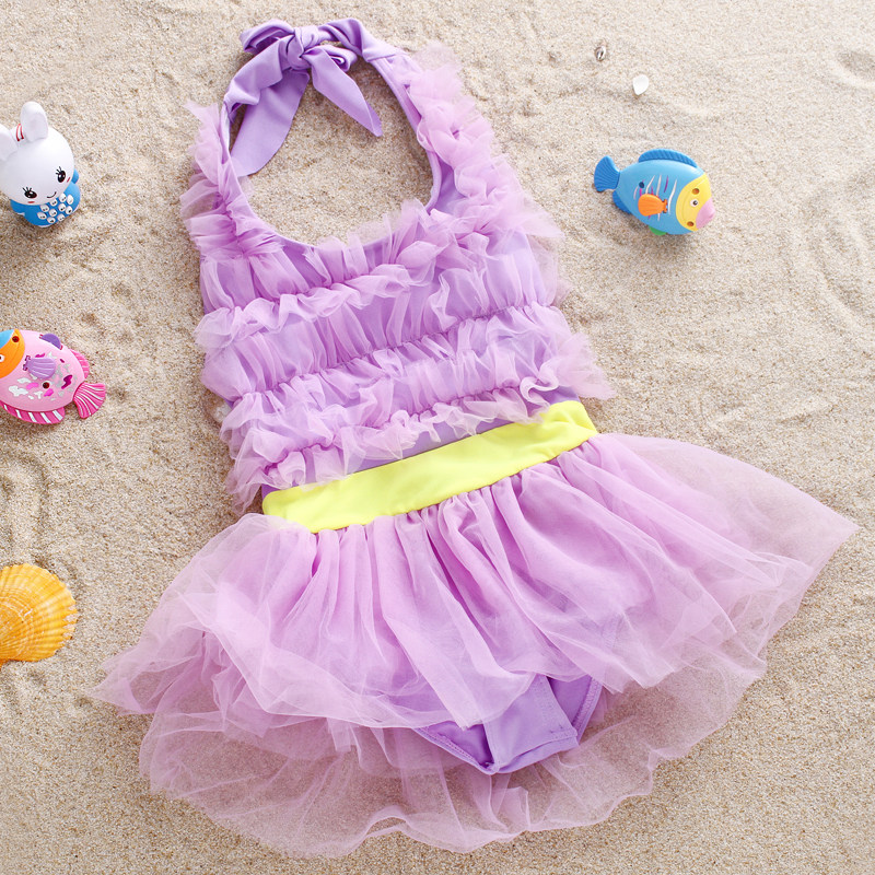 Children's swimsuit Girls cute one-piece swimsuit Two-piece bikini Princess lace skirt Large medium small girl swimsuit