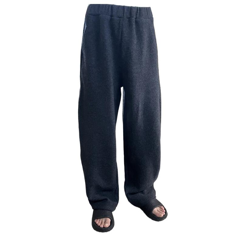 Extra Long and Large Men's Casual Pants, Dark Gray Straight-Leg Loose Merino Wool Pants, Unisex Casual Sweatpants for Winter