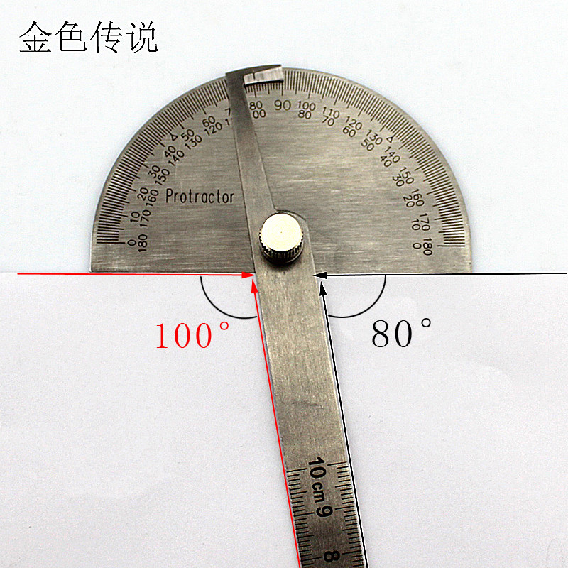 Линейка для черчения 不锈钢量角器100mm diy木工工具测量仪180°角度规  多功能角度尺 Golden legend