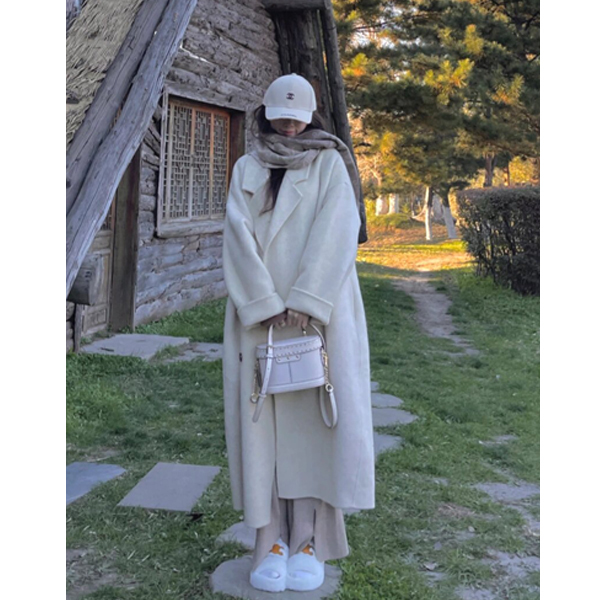 Double-Sided Cashmere Coat for Women, Winter Extra-Long Style Reaching the Ankles, 170cm Tall, Elegant Woolen Coat for Tall People 175cm Double-Sided Cashmere Coat for Women, Winter Extra-Long Style Reaching the Ankles, 170cm Tall, Elegant Woolen Coat for Tall People 175cm