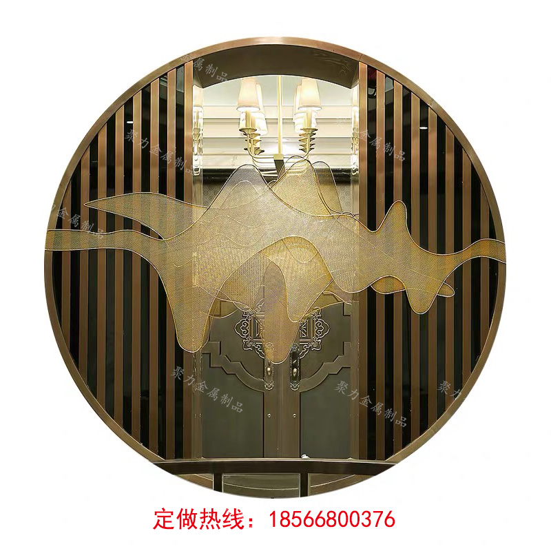 Customized stainless steel aluminum carved circular screen background wall porch metal line ceiling curved edge