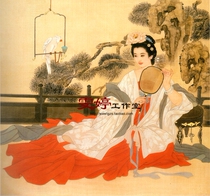 Gongbi painting White drawing background Ancient lady figure White drawing flowers and birds painting Character painting Painting industry calligraphy