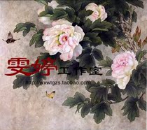 Gongbi painting white drawing background -- Peony butterfly Chinese painting Calligraphy painting Flowers and birds painting Living room painting Industrial painting*