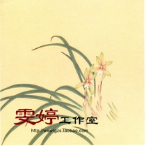 Meticulous painting white drawing draft orchid flower and bird painting Chinese painting painting character customization