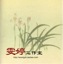 Meticulous painting white drawing draft orchid flower and bird painting Chinese painting painting character customization