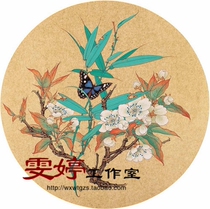 Meticulous painting line drawing draft-fan face round face sketch pear flower bamboo butterfly Chinese painting painting