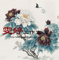 Meticulous painting line drawing bottom draft-peony butterfly picture line blossom precious all kinds of painting paper *