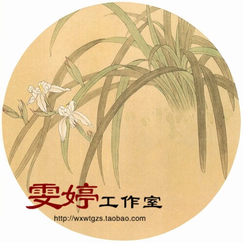 Work stroke white sketch manuscript-fan face round face small pint of orchid country drawing homework painting