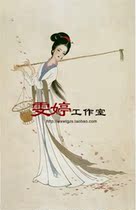 Lady figure white drawing Flower and bird painting Character painting Gongbi painting White drawing background painting Industry calligraphy