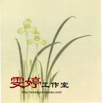 Meticulous painting white drawing draft orchid flower and bird painting Chinese painting painting character customization