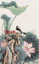 Gongbi painting white sketch physical white paper background draft Flower and bird line drawing Chinese painting draft Lotus wagtail bird painting homework painting